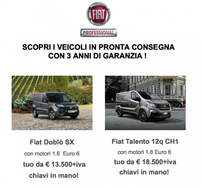 OFFERTE IMPERDIBILI SU FIAT DOBLO' E TALENTO IN PRONTA CONSEGNA!